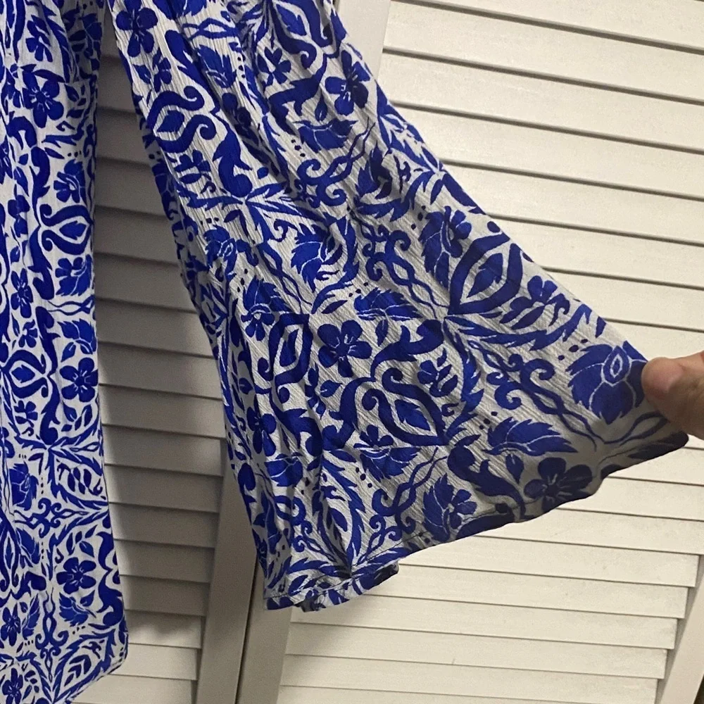 Nanette Lepore Talavera Tunic  Blue and White Women's Swim Cover-Up